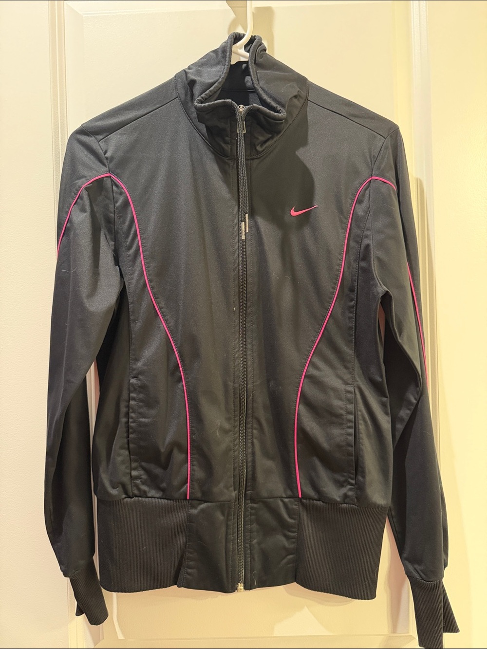 Nike Women’s Black Bomber Jacket with Pink Piping